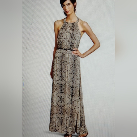 NWT $148 Jessica Simpson Anaconda Black Halter Maxi Dress 10 - Picture 6 of 11